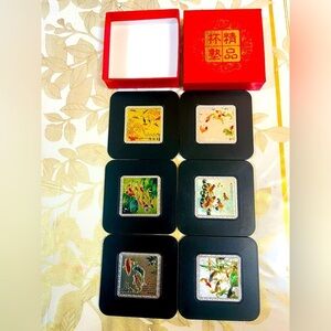 Colorful Chinese Carp Fish Coasters Set 6 Pieces